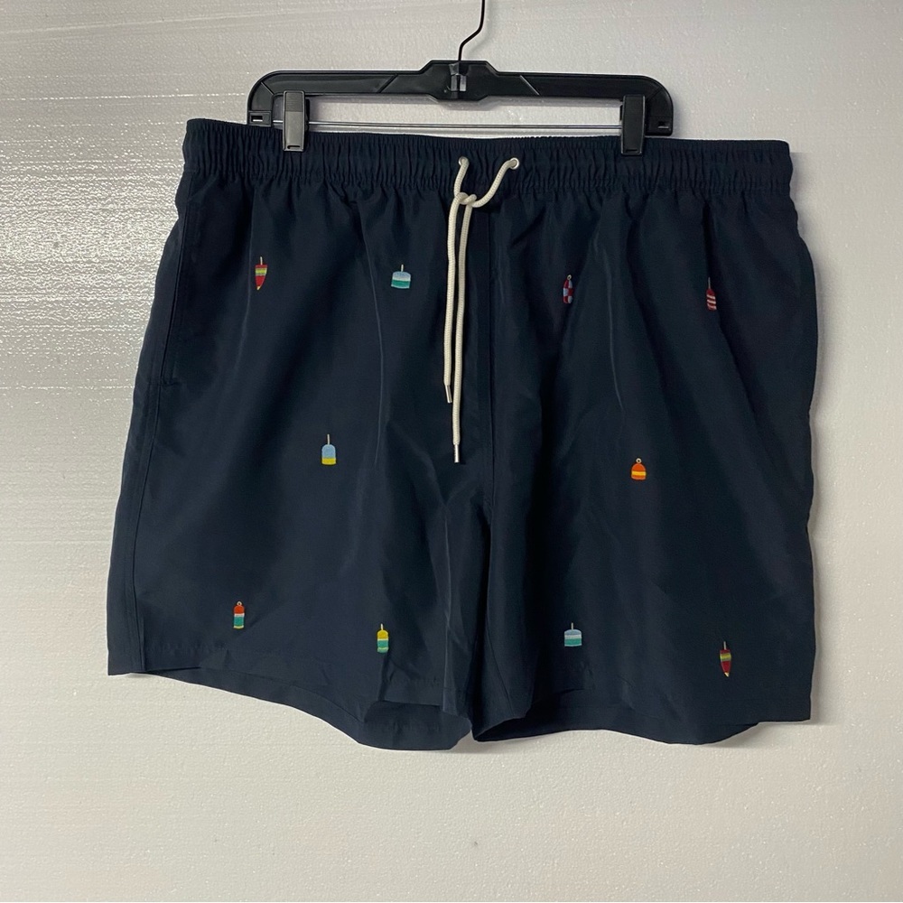 Brooks Brothers Broad Shorts XXL Blue Drawstring Waist Swim Trunks Mesh Brief 6”
